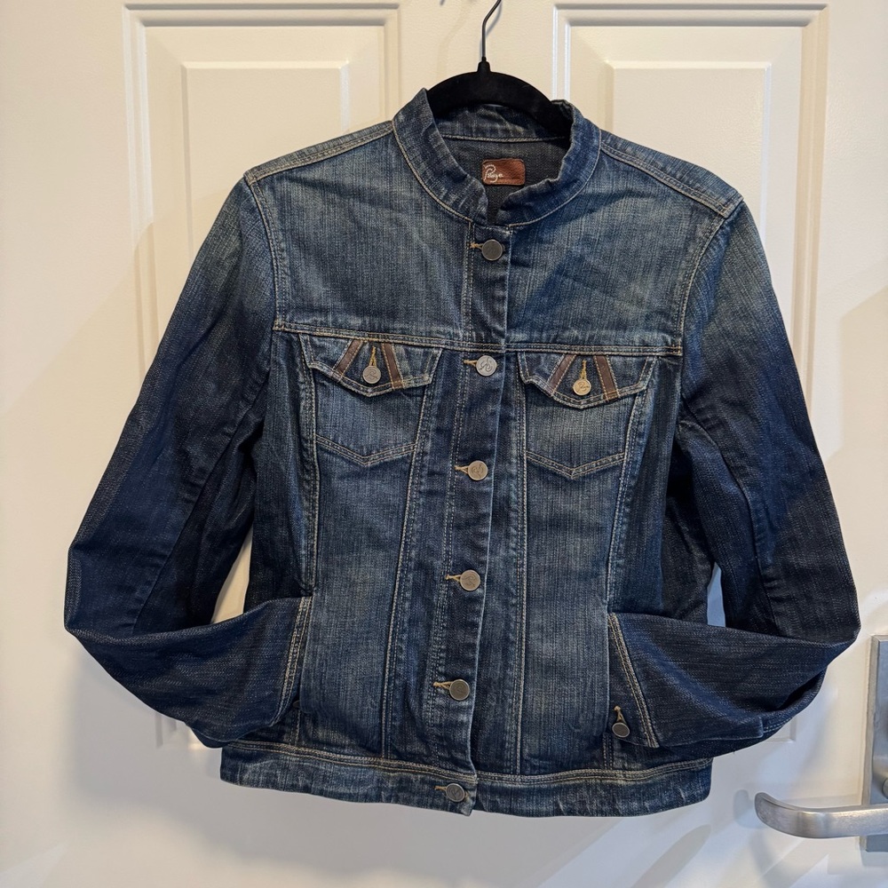 PAIGE Dark Blue Denim Jean Jacket